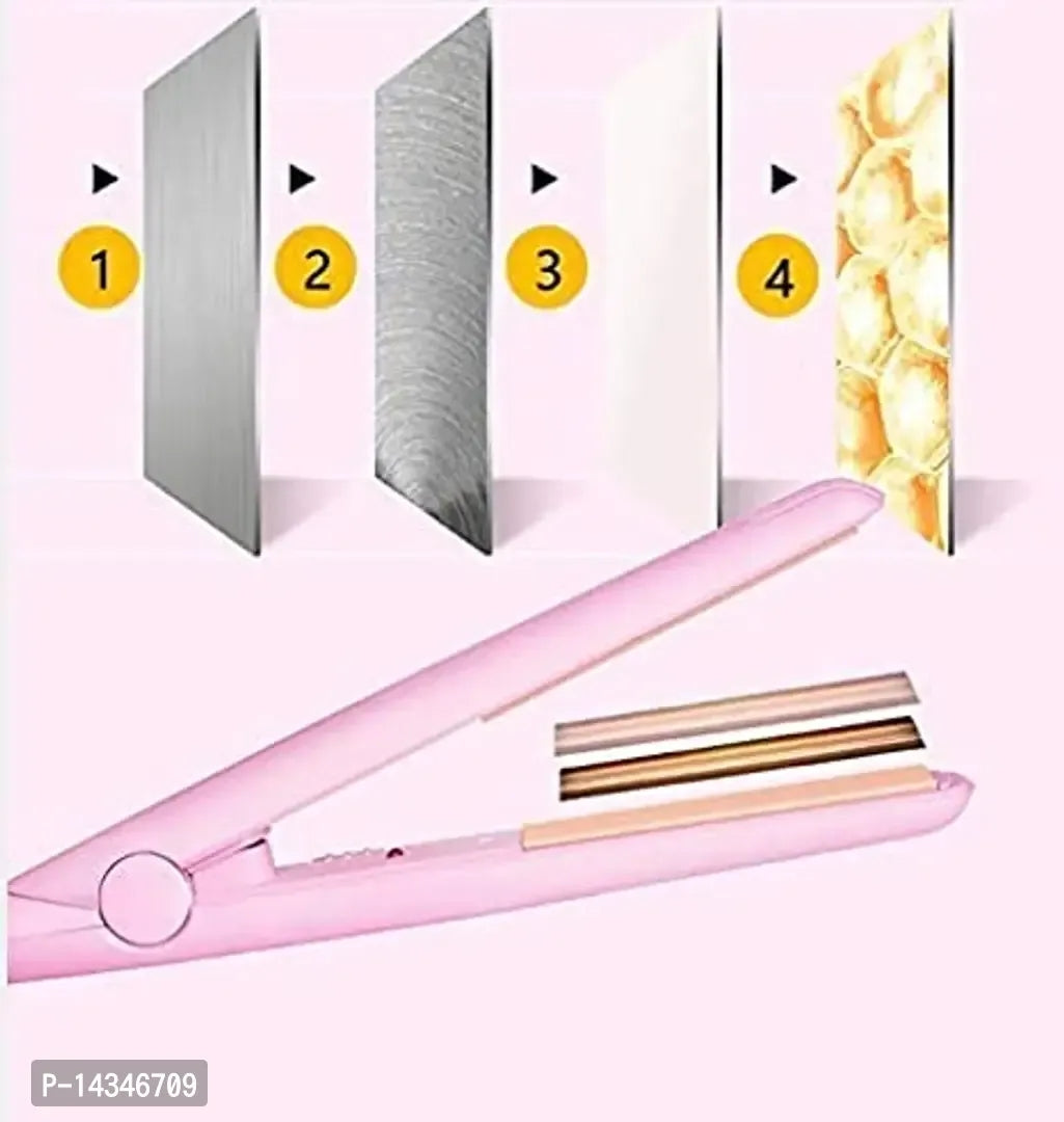 women girls mini pink plastic 2in1 hair straightener and curlre for hair styling hair straightning